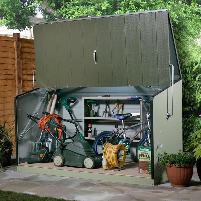 6'5 x 2'11 (1.96x0.89m) Trimetals Green Storeguard Metal Garden Storage Unit - Image 1