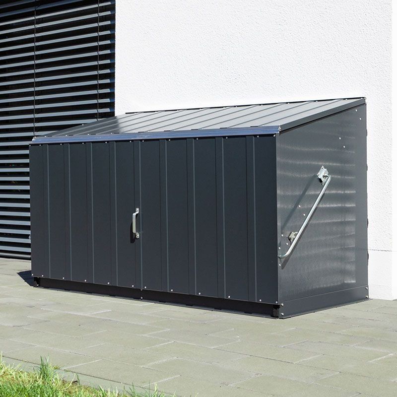 6'4 x 2'9 Trimetals Storeguard Metal Garden Storage Shed - Anthracite (1.95m x 0.88m) - Image 1