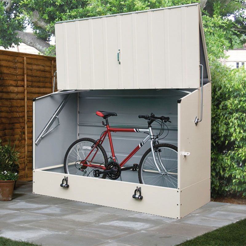 6'4 x 2'9 Trimetals Protect.a.Cycle Metal Bike Shed with Ramp - Cream (1.95m x 0.88m) - Image 1