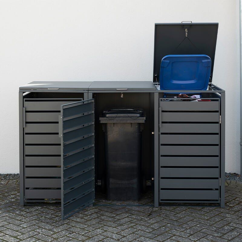 Trimetals Triple 240L Anthracite Metal Wheelie Bin Store (2.00m x 0.80m) - Image 1
