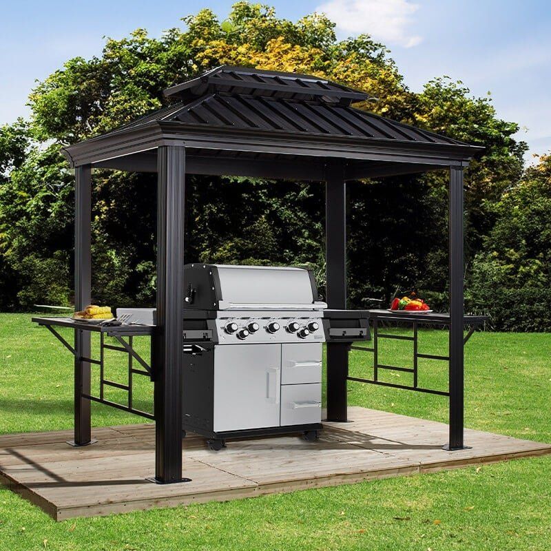 10' x 6' Trimetals Sojag Messina Anthracite BBQ Garden Gazebo (2.92m x 1.79m) - Image 1
