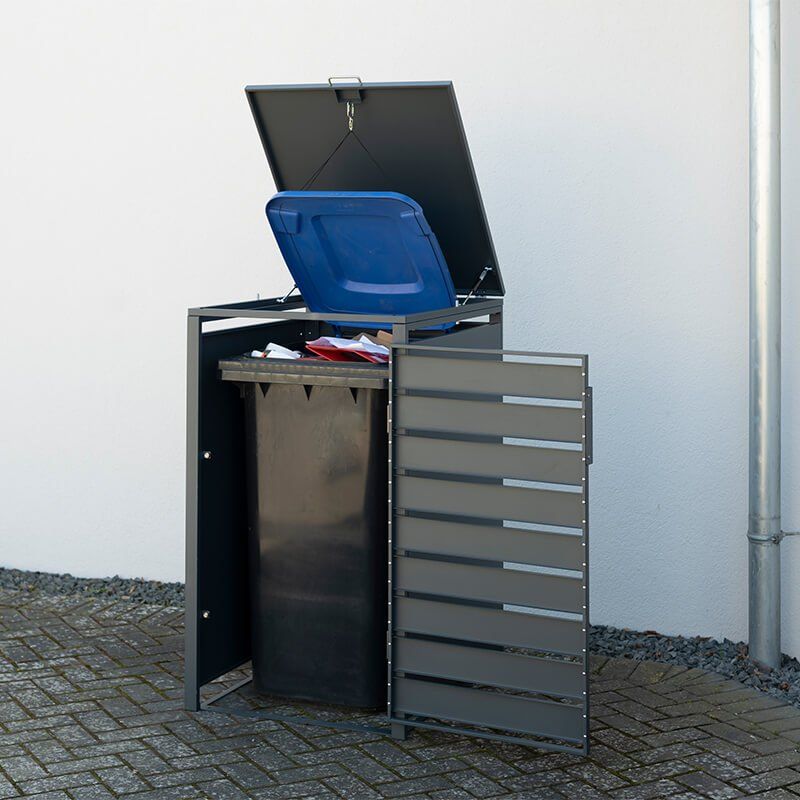 Trimetals Single 240L Anthracite Metal Wheelie Bin Store (0.68m x 0.80m) - Image 1