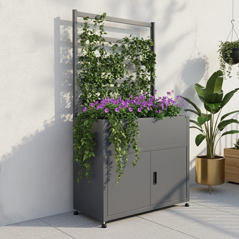 3'3 x 1'6 Trimetals Raised Metal Planter with Storage and Trellis (1.00m x 0.50m) - Image 1