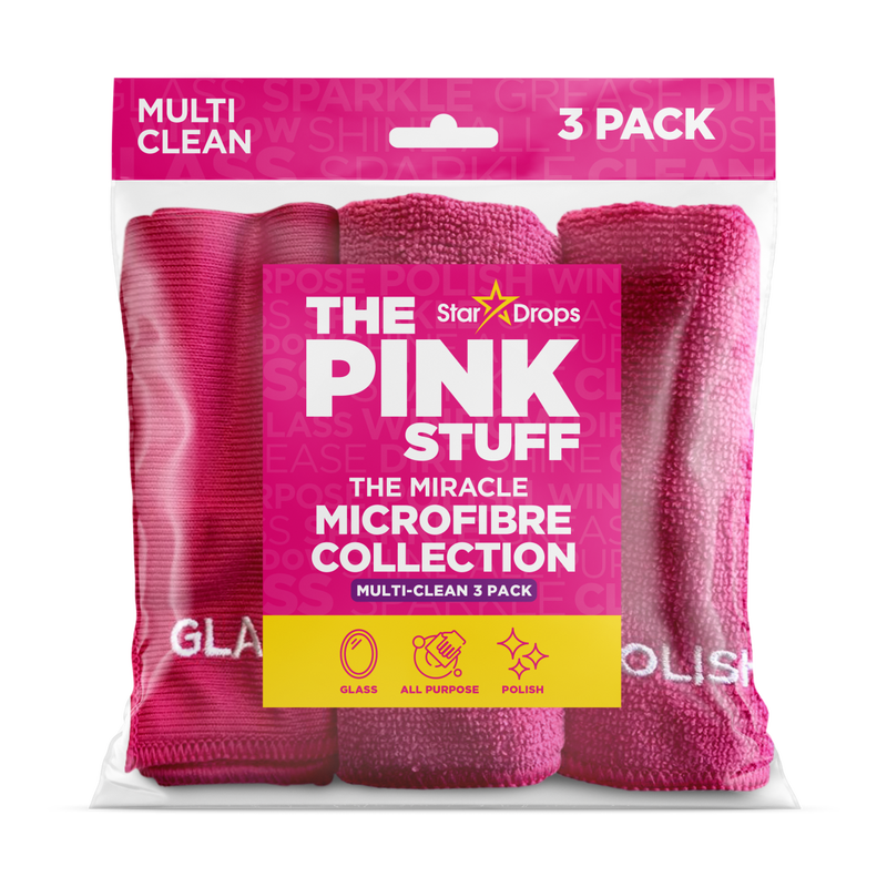 Pack of 3 The Pink Stuff Microfibre Cloths - Pink - Image 1