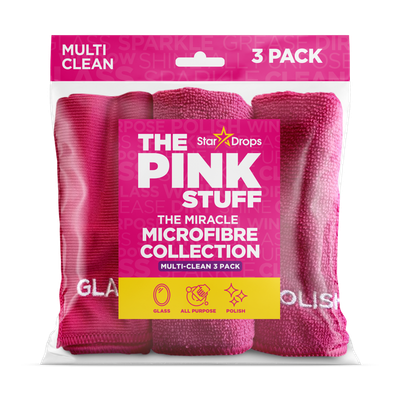 Pack of 3 The Pink Stuff Microfibre Cloths - Pink
