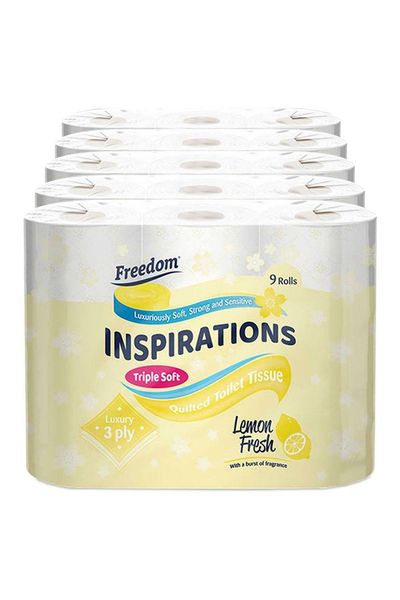 Freedom Inspirations Lemon Quilted Toilet Paper 45 Rolls - White