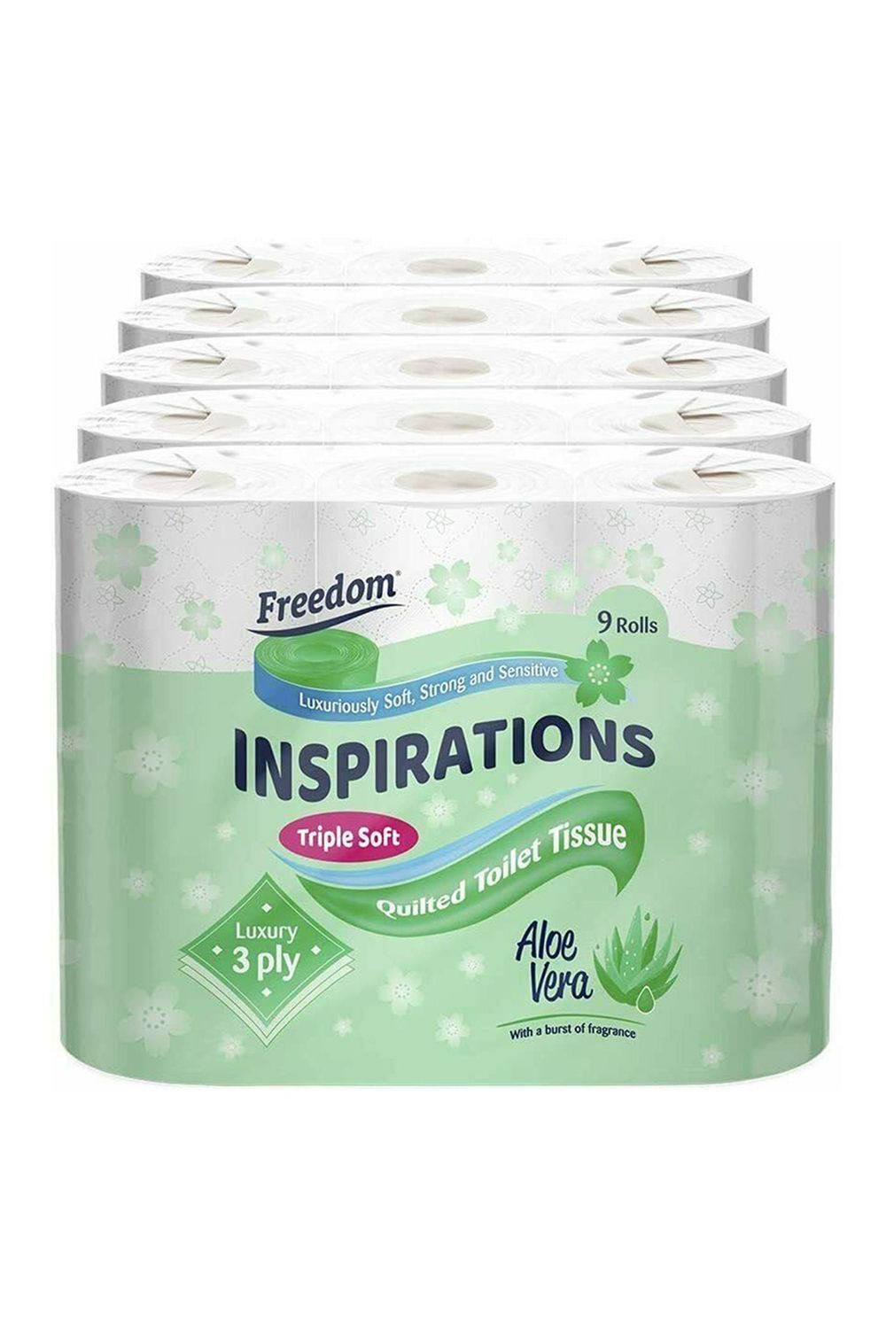 Freedom Inspirations Aloe Vera Quilted Toilet Paper 45 Rolls - White - Image 1