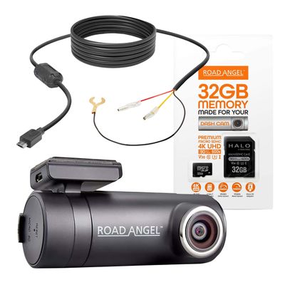 ROAD ANGEL Halo Drive Deluxe Quad HD Dash Cam with SD card & Hardwiring Kit - Black, Black