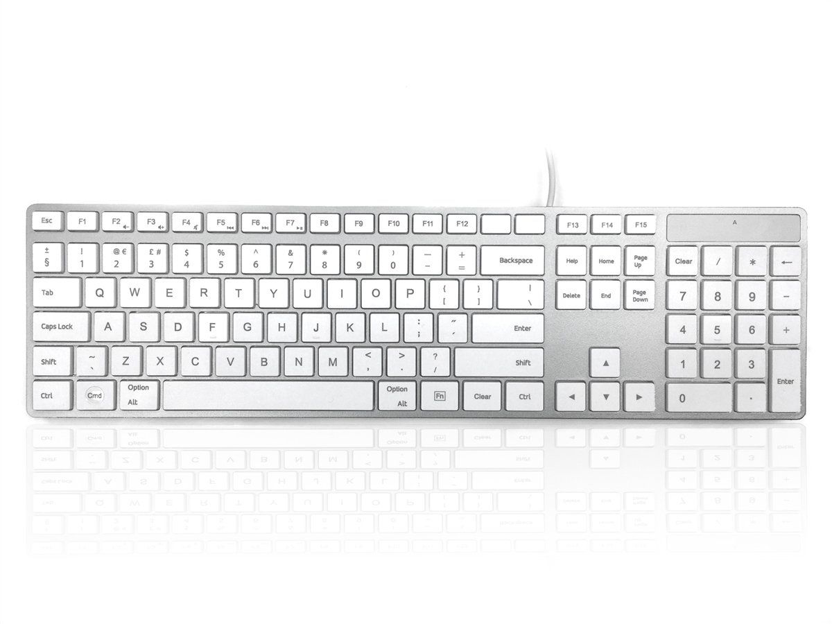 Accuratus 301 Mac keyboard Universal USB QWERTY UK English Silver White - Image 1