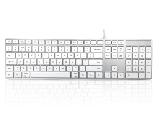 Accuratus 301 Mac keyboard Universal USB QWERTY UK English Silver White