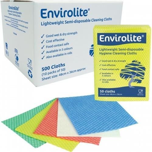 Valuex Folded Cleaning Cloth 480X360mm Green (Pack 50) - 707013 - Image 1