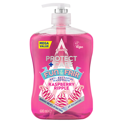 Astonish Protect + Care Anti-Bacterial Handwash Raspberry Ripple 600ml - Thumbnail 2