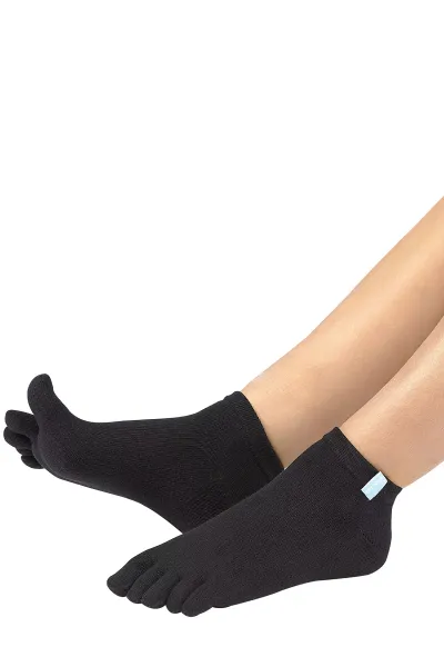 1 Pack Essential Ankle Toe Socks for Men and Women - Black - Thumbnail 2