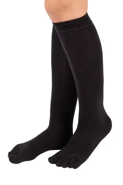 1 Pack Essential Knee-High Toe Socks for Mens & Ladies - Black - Thumbnail 2