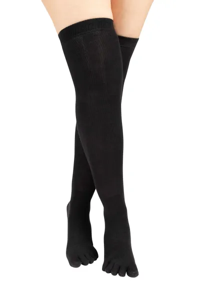 1 Pack Essential Over-Knee Toe Socks for Men and Women - Black - Thumbnail 2