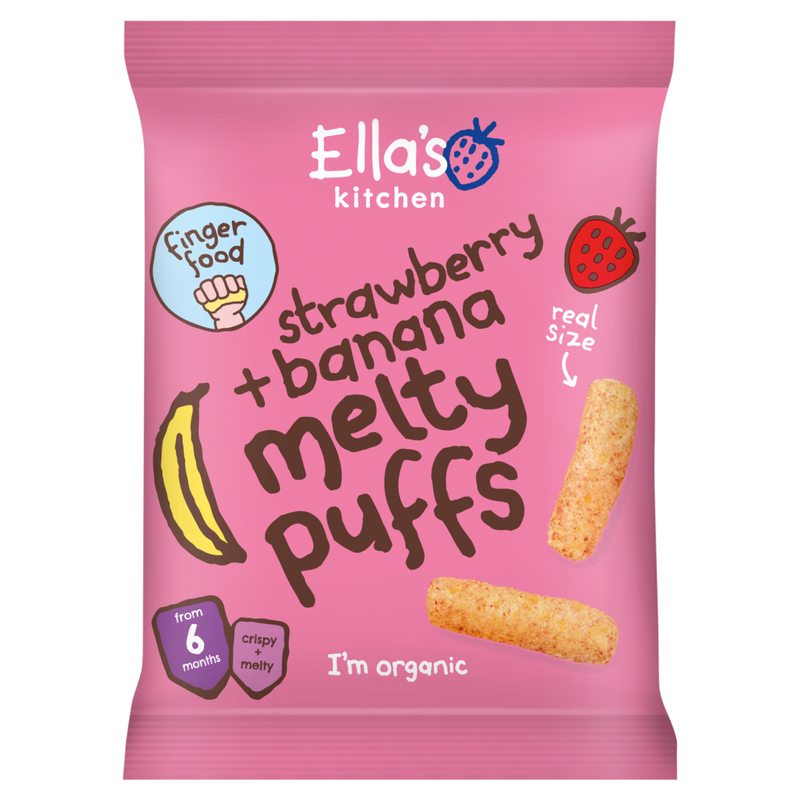 Ella's Kitchen Strawberry + Banana Melty Puffs from 6+ Months 20g - Image 1