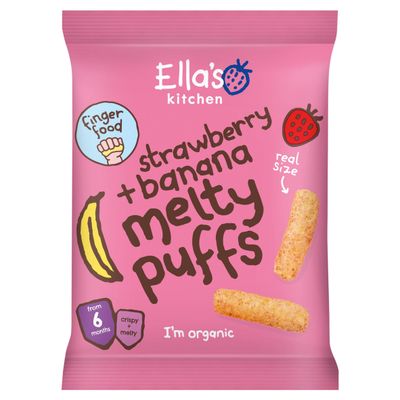 Ella's Kitchen Strawberry + Banana Melty Puffs from 6+ Months 20g - Thumbnail 2