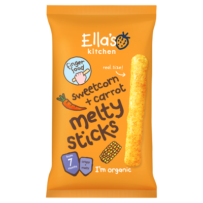 Ella's Kitchen Sweetcorn + Carrot Rudolph's Melty Sticks from 7 Months 16g