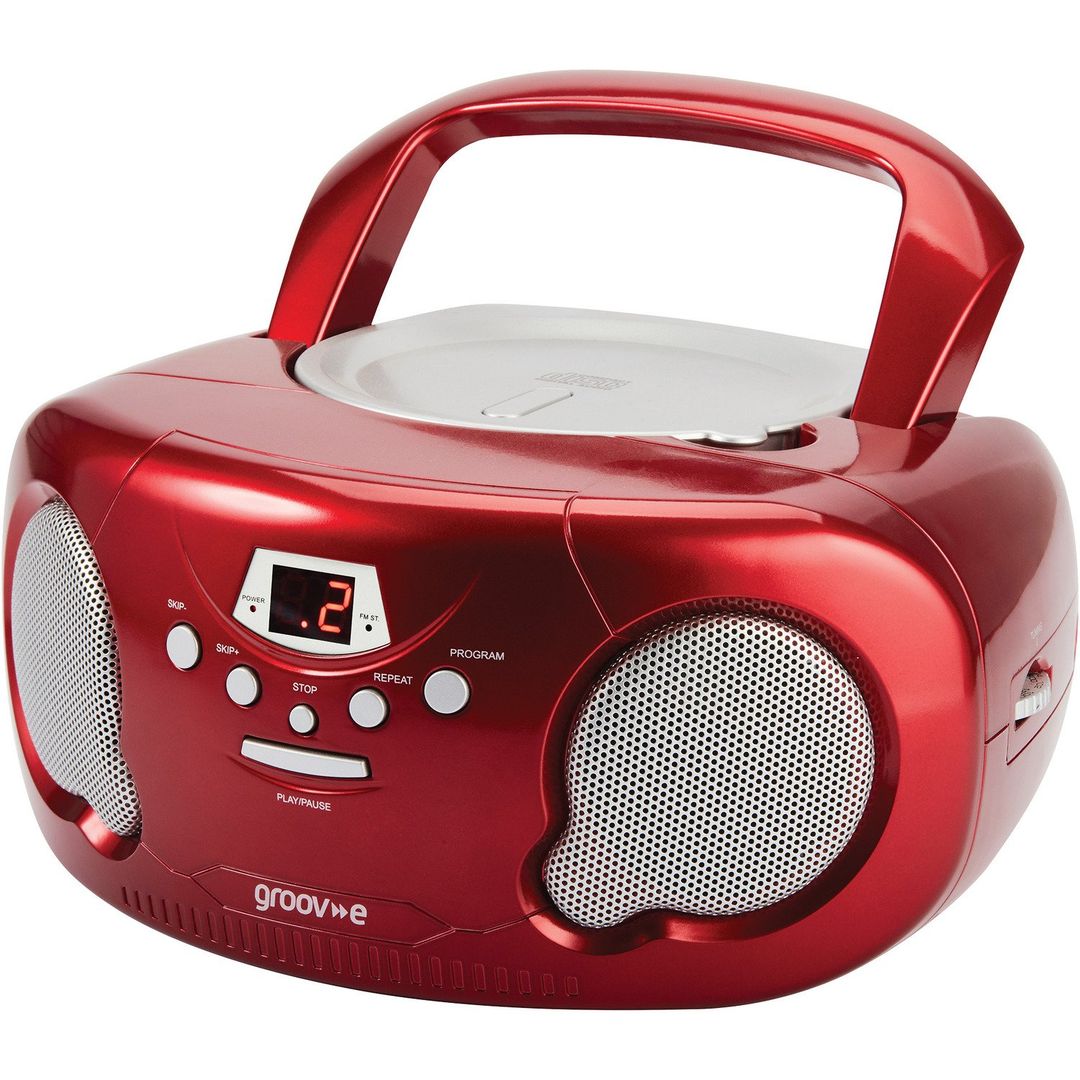 GROOV-E Original Boombox GV-PS733 Portable FM/AM Boombox - Red, Red - Image 1