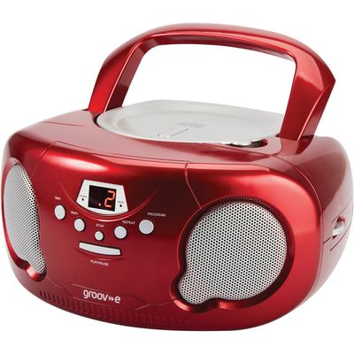 GROOV-E Original Boombox GV-PS733 Portable FM/AM Boombox - Red, Red