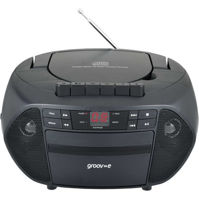 GROOV-E Traditional GV-PS833 Portable FM Boombox - Black, Black