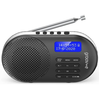 GROOV-E Milan GV-DR05 Portable DAB/FM Bluetooth Radio - Black, Black - Thumbnail 2