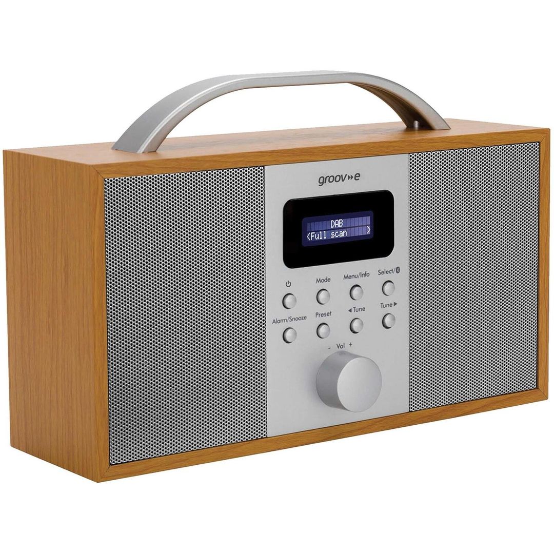 GROOV-E Boston Portable DAB/FM Bluetooth Radio - Wood, Silver/Grey,Brown - Image 1