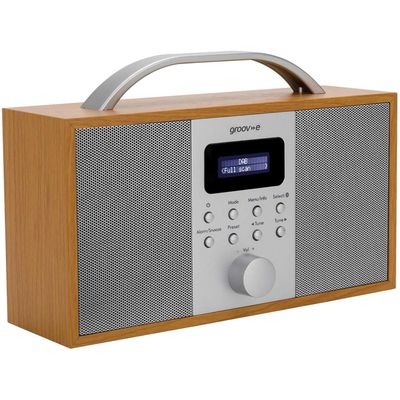 GROOV-E Boston Portable DAB/FM Bluetooth Radio - Wood, Silver/Grey,Brown
