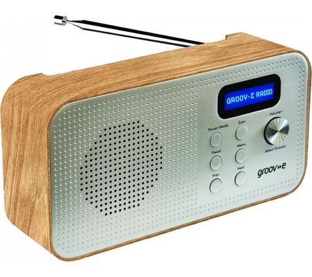 GROOV-E Lisbon Portable DAB/FM Bluetooth Radio - Wood, Silver/Grey,Brown