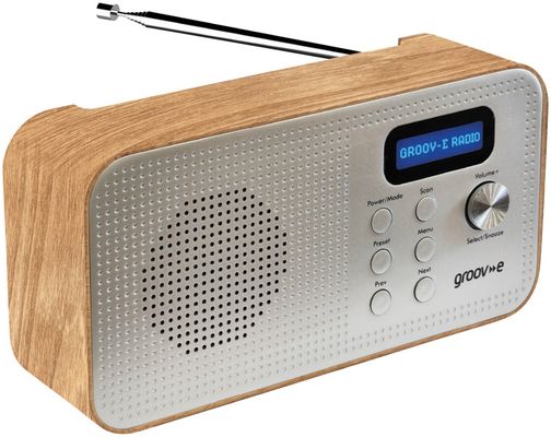 GROOV-E Lisbon Portable DAB/FM Bluetooth Radio - Wood, Silver/Grey,Brown - Thumbnail 2