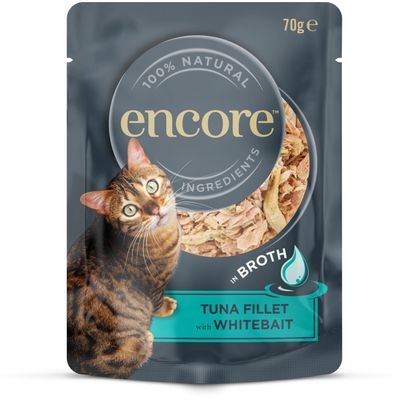 Encore Wet Cat Food in Broth Pouch 70g - Tuna Fillet with Whitebait - Thumbnail 2
