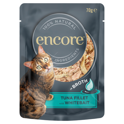 Encore Wet Cat Food in Broth Pouch 70g - Tuna Fillet with Whitebait