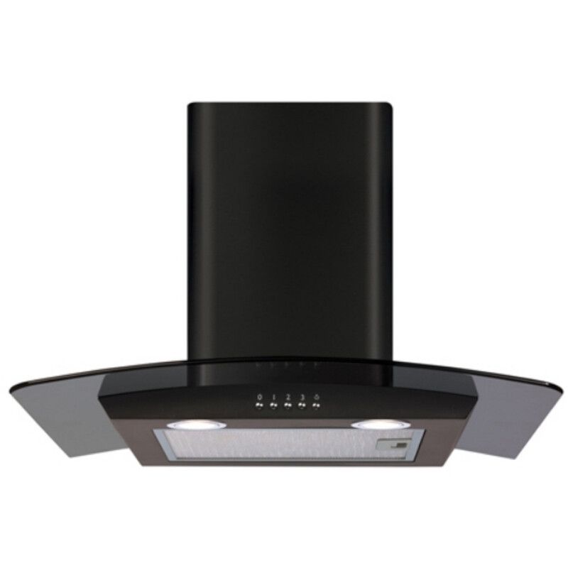 CDA ECP62BL 60cm Curved Glass Chimney Cooker Hood - Black - Image 1