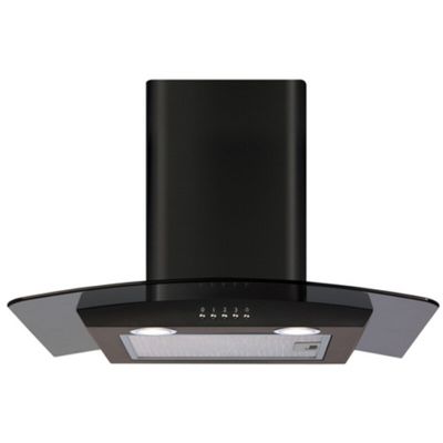 CDA ECP62BL 60cm Curved Glass Chimney Cooker Hood - Black