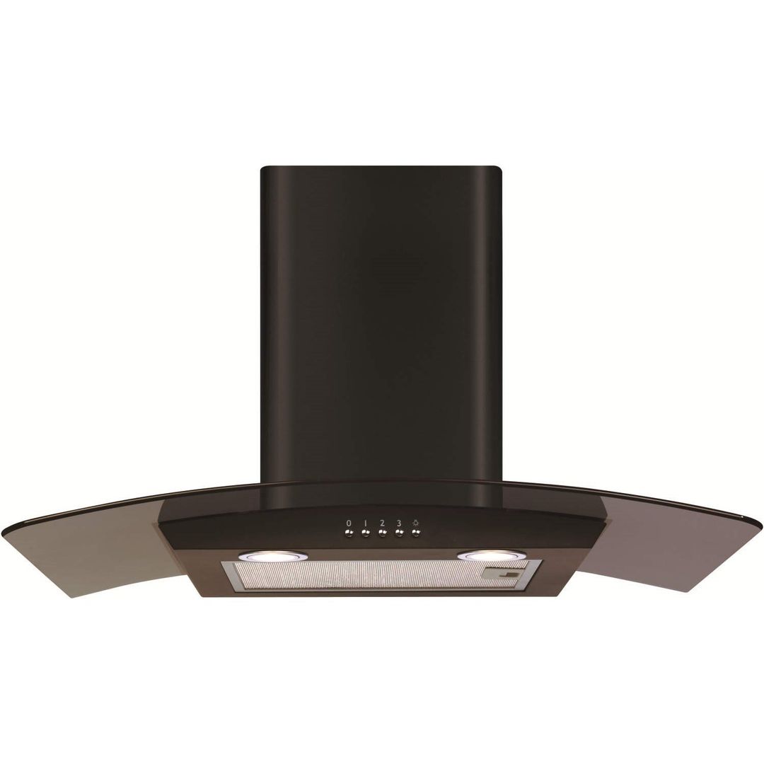 CDA ECP72BL 70cm Curved Glass Chimney Cooker Hood - Black - Image 1