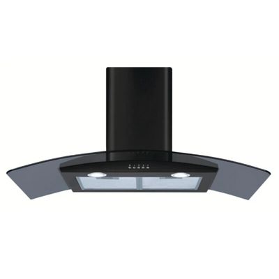 CDA ECP92BL 90cm Curved Glass Chimney Cooker Hood - Black