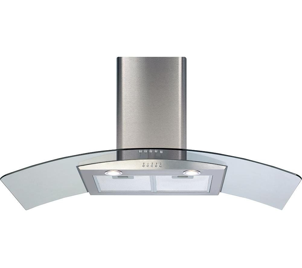 CDA ECP102SS 100cm Curved Glass Chimney Cooker Hood - Stainless Steel - Image 1
