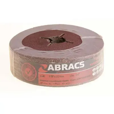 Abracs Fibre Sanding Disc Aluminium Oxide 115mm, 80 Grit - ABABFD115080A - Box of 25 - Grey - Thumbnail 2