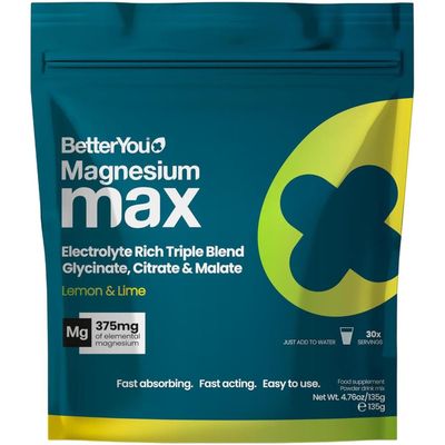 BetterYou Magnesium Max Powder Magnesium supplement Lemon & Lime 135g in Teal
