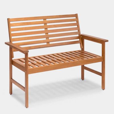 Cannes Wooden Garden Bench 2 Seater - Natural / 90.5cm / Hardwood, Acacia