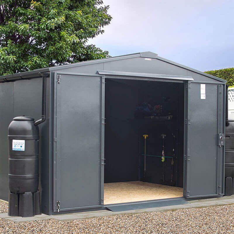 10' x 7' Asgard Garrison Police Preferred Metal Bike Workshop Shed (3.11m x 2.39m) - Image 1