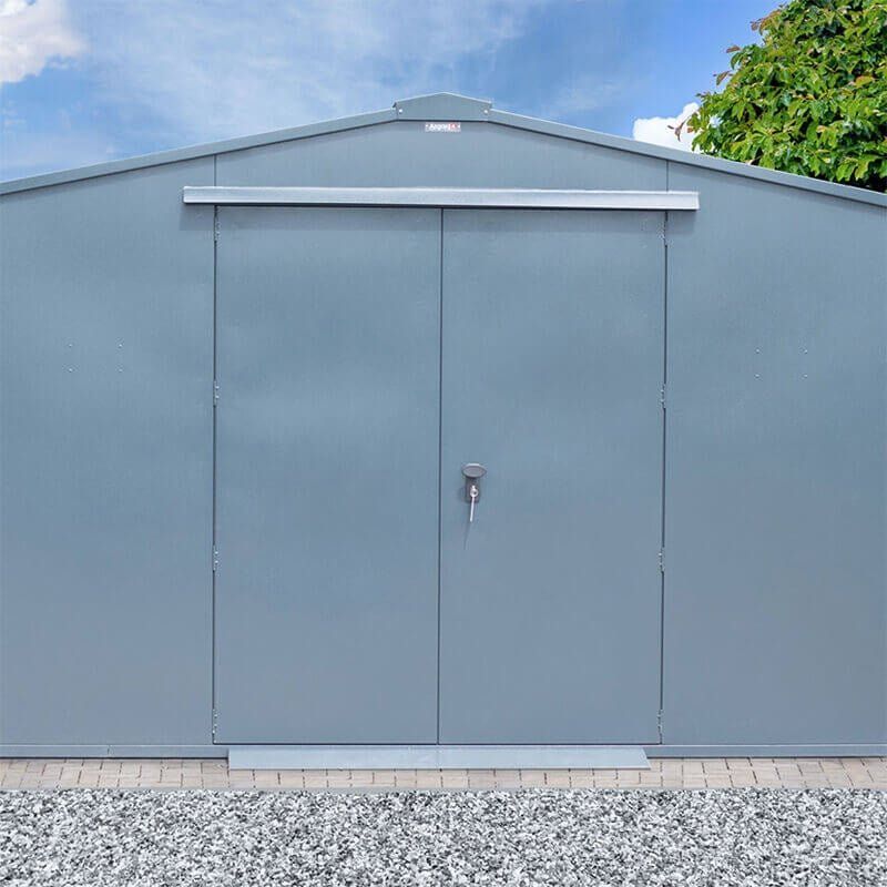 10' x 14' Asgard Garrison Police Preferred Metal Bike Workshop Shed (3.11m x 4.57m) - Image 1