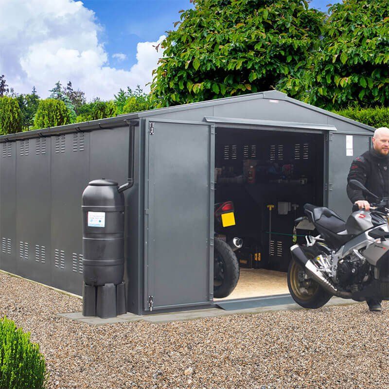 10' x 18' Asgard Garrison Police Preferred Metal Bike Workshop Shed (3.11m x 5.66m) - Image 1