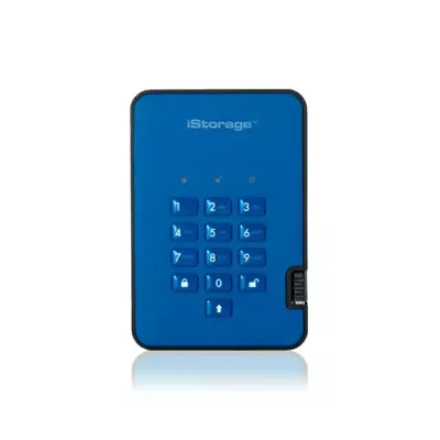iStorage diskAshur HDD 5TB Blue | Secure Portable Hard Drive |AES-XTS 256-bit Hardware Encryption | PIN protected | OS & Platform Independent | TAA Compliant|Brute force hack defence | Dust/Water Resistant