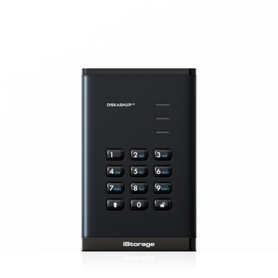 iStorage diskAshur³ 4 TB Black | Secure Portable Hard Drive | FIPS 140-3 Level 3 Complaint |Common Criteria EAL 5+ | PIN protected | AES-XTS 256-bit hardware encryption | GDPR, TAA Compliant | Dust/Water Resistant |