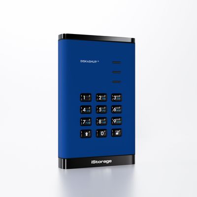 iStorage diskAshur³ 2TB Blue | Secure Portable Hard Drive | FIPS 140-3 Level 3 Complaint |Common Criteria EAL 5+ | PIN protected | AES-XTS 256-bit hardware encryption | GDPR, TAA Compliant | Dust/Water Resistant |