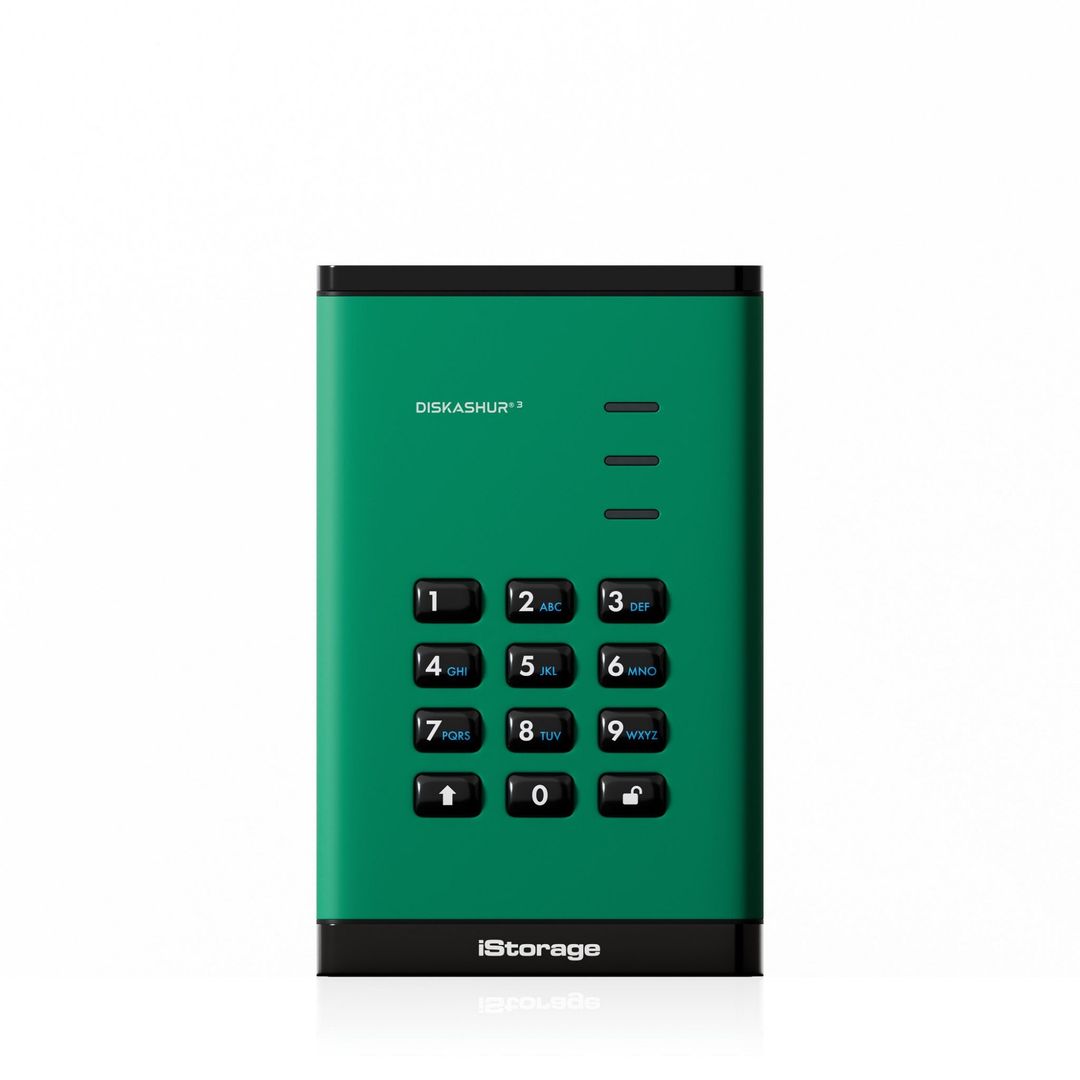 iStorage diskAshur3 HDD 256-bit 4TB - Green - Image 1