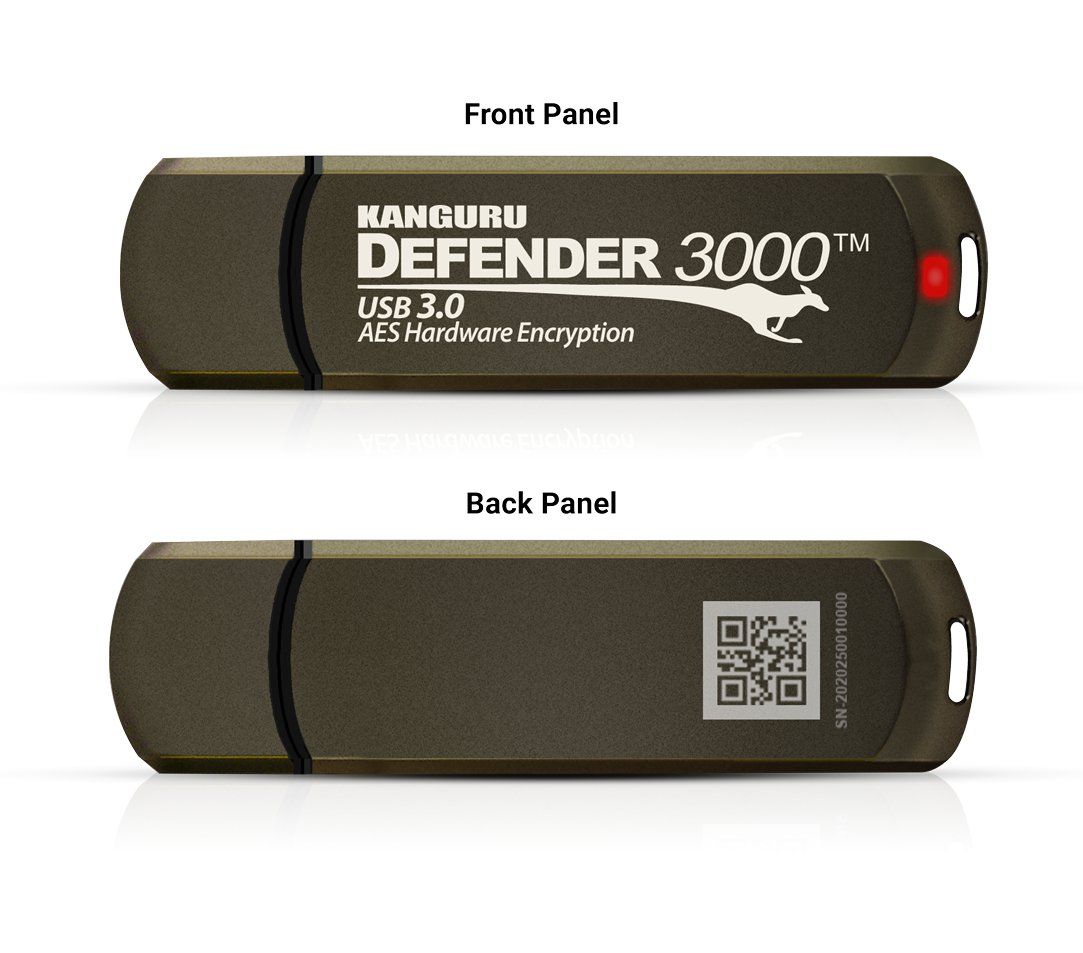 iStorage Kanguru Defender 3000™ SuperSpeed USB 3.0 32 GB| Secure Flash Drive | FIPS 140-3 Level 3 pending, FIPS 140-2 Level 3 Certified | AES-XTS 256-bit Hardware Encryption | TAA Compliant| - Image 1