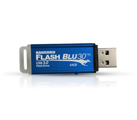 iStorage Kanguru FlashBlu30 SuperSpeed USB3.0 64GB |Secure Flash Drive| Physical Write Protect Switch | Windows “Ready Boost” compatible