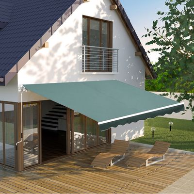 Outsunny 2.5m x 2m Garden Manual Awning Canopy - Green